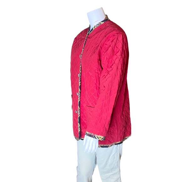 NWT Koos of Course Jacket Reversible Red Floral Silk Lightweight Quilted Blazer - Picture 8 of 12